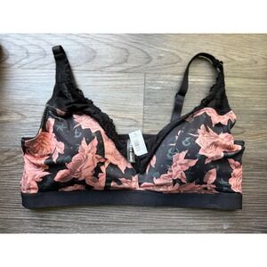 Torrid Floral  Wireless Bra Lace Trim Plus Size‎ Bralette size 1